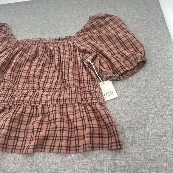 NEW! a.n.a a new approach Peplum Blouse Plus‎ 1X Square neck $42 Puffy sleeves - Picture 5 of 13